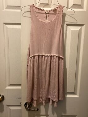 POL Soft Blush Sleeveless Lace-Trim Casual Dress